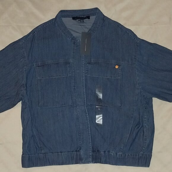 Tommy Hilfiger Women's Chambray Utility Bomber Jacket Size L New with Tags - Picture 1 of 5